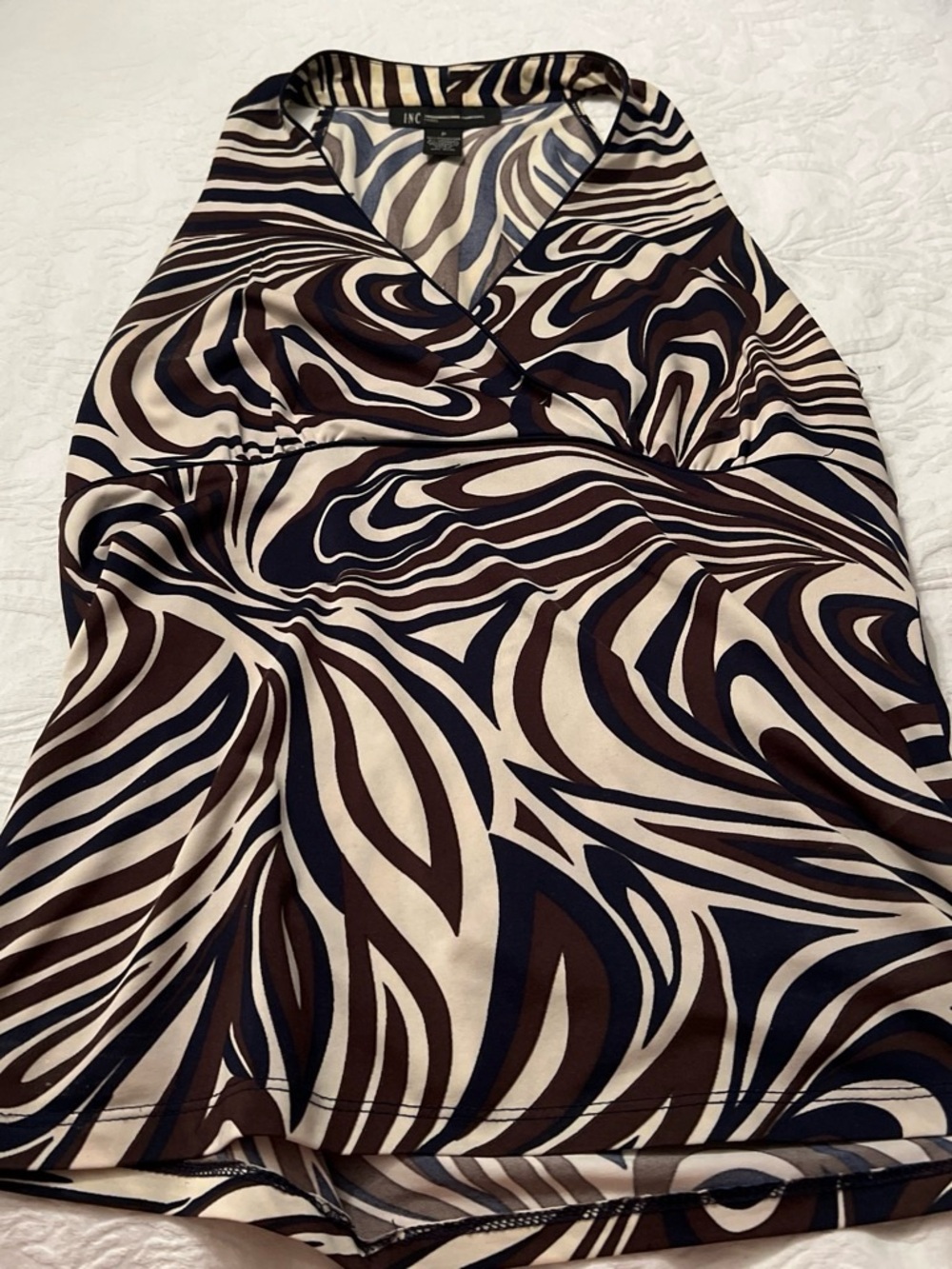 INC International Concepts Brown, Cream & Black Swirl Halter top
